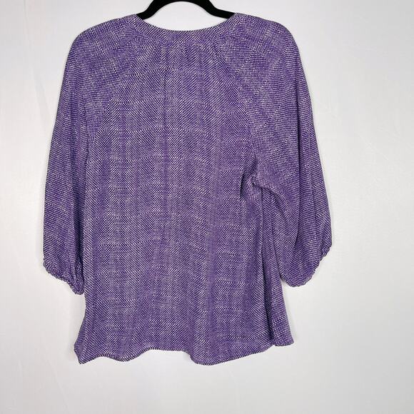 Joie Small S Purple Silk Textural Print Addie B Blouse Top VNeck 3/4 Sleeve - Picture 2 of 9